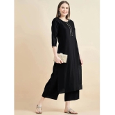 AUSTIN WOOD Polyester Solid Straight Womens Kurti - Black ( Pack of 1 ) - None