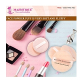 Majestique 2Pcs Flat Powder Puff with Grip, Makeup Sponge with Stick (Multicolor)