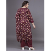 Tissu Cotton Printed Kurti With Palazzo Women's Stitched Salwar Suit - Maroon ( Pack of 1 ) - None