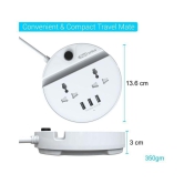 Portronics Power BUN, a Surge Protector with 2 AC Outlets and 3 USB Charging Ports Plus a Phone Docking Station, 1.5 Meter Power Cord, LED Indicator, White