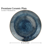 Reactive Handpainted Premium Ceramic 4 Small Plates | Quarter Plates | Stoneware | Microwave and Dishwasher Safe | Pack of 4 | Reactive Blue