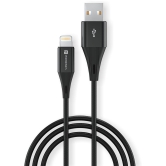 Portronics Konnect B Plus 8 Pin USB Cable:Nylon Braided 8 Pin USB Cable With Metal Heads ,Black (POR 1392) - Black