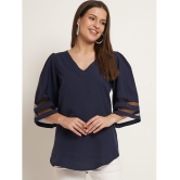 Curvydrobe Navy Blue Polyester Women's A-Line Top ( Pack of 1 ) - S, Navy Blue