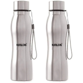 Nirlon Stainless Steel Single Wall Diamond Cut Water Bottle/ Fridge Refrigerator Bottle/ 100% Leak Proof/ Office Bottle/ School Bottle, 1000 ML, Set of 2 - Others