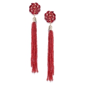 YouBella Jewellery Valentine Collection Celebrity Inspired Tassle Earrings for Girls and Women (Red) - Red