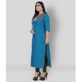 Rangrasiya - Blue Cotton Womens Straight Kurti ( Pack of 1 ) - L