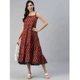 Divena - Cotton Maroon Womens Fit And Flare Dress ( Pack of 1 ) - None