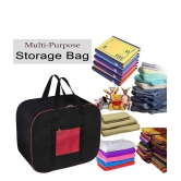 HOMETALES Nylon Multi-Purpose Storage Bag/Clothing Storage Organiser with Zipper Closure & Strong Handle,Red (2U)