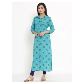 Kbz Turquoise Rayon Straight Kurti - XL