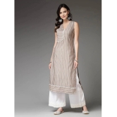 Stylum Cotton Blend Striped Straight Womens Kurti - Beige ( Pack of 1 ) - None