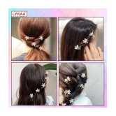 LYKAA Stylish Pearl Flower Hair Claw Fashionable Clips Clutchers Hair Barrettes, Women Girls - 10Pcs - White