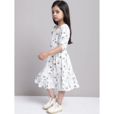 MINI & MING Girls Floral Print Puff Sleeve Fit & Flare Midi Dress