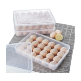 SHARUJA Multiprapose 24 Grid Egg Storage Refrigerator Container With Lid - Transparent Polyproplene Egg Container ( Pack of 1 ) - Transparent