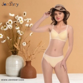 Jomferry Women Cotton Padded Bra Panty Set for Women Lingerie Set Bra Panty Set for Women with Bra Panty Set for Women Innerwear Sport Seamless-32 / Beige