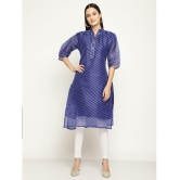 Queenley - Blue Silk Women's Straight Kurti ( Pack of 1 ) - None