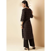 Vbuyz Cotton Printed Straight Womens Kurti - Black ( Pack of 1 ) - None