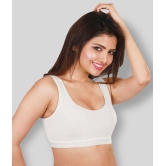 Dermawear White Poly Cotton Solid Sports Bra - L