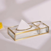 Fluted Glass Tissue Box with Compartments