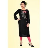 HAYA - Black Rayon Women''s Straight Kurti ( Pack of 1 ) - None