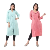 DESHBANDHU DBK - Multicolor Cotton Womens Straight Kurti ( Pack of 2 ) - None