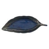 Ceramic Dining Royal Blue Leaf shaped ceramic Platter