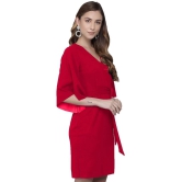 Addyvero Cotton Lycra Red Bodycon Dress - Single - L