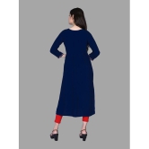 haya fashion - Navy Rayon Women's Straight Kurti ( Pack of 1 ) - None