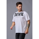 Devil Since 2020 (in Black) Printed White Oversized T-Shirt for Men 3XL