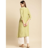 Rangita Women Mint Green Yoke Zari Embroidered Calf Length A-line Kurti - L, Mint Green