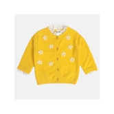 Miniklub Baby Girls Round Neck Full Sleeve Knit Sweater (Yellow Color) - None