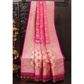 Strawberry dual tone Intricate Banarasi Katan silk saree with Meenakari Jaal  | SILK MARK CERTIFIED