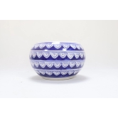 Khurja Pottery Outdoor Pot Apple Shape Navy Blue Colour Large size 6 Inches