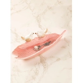 Jewellery Holder Tray, Crafted Bird, for Dressing Table, Ring Dash, Rectangular, Pink, Ceramic