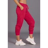 Sinner Printed Pink Cotton Joggers for Women