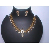 Stunning Gold-Plated Necklace Set with White Stones