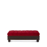 Carved Teak Wood Upholstered Flip top Storage Bench-Red