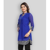 Meher Impex - Blue Georgette Women''s Straight Kurti ( Pack of 1 ) - S