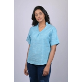 Top for women stylish western wear and trending and daily wear and party wear Sky Blue Colour V-Neck Top (OTL-TPS1048)-Blue / M