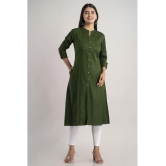 MAUKA - Green Rayon Women''s Front Slit Kurti ( Pack of 1 ) - None