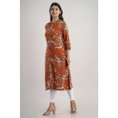 MAUKA - Brown Rayon Womens Front Slit Kurti ( Pack of 1 ) - None