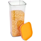 HomePro - Square Container | Airtight | Silicone Cap | Orange | Plastic Utility Container | Set of 2 - 1500 ml - Orange