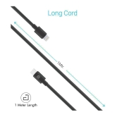 Portronics Konnect Core C to 8 Pin USB Cable:1M Type -C to 8 Pin USB Cable ,Black (POR 1089) - Black