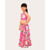 Kids Girls Sleeveless Rayon Top With Digital Printed Lehenga Set| Readymade | Suitable For Girls-Pink / 6 Years-7 Years