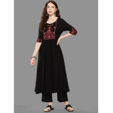 Janasya Rayon Embroidered A-line Womens Kurti - Black ( Pack of 1 ) - None