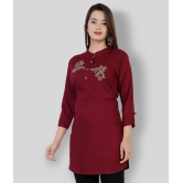 HIGHLIGHT FASHION EXPORT - Red Rayon Womens Straight Kurti - L