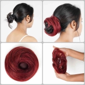 RefynHair - Messy Bun | Donut Scrunchie | High Density | High-Quality Human Hair Bun Extension for Effortless Volume and Sophistication | Burgundy