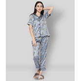 Smarty Pants - Grey Melange Satin Womens Nightwear Nightsuit Sets ( Pack of 1 ) - S