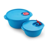 Oliveware Plastic Blue Food Container ( Set of 2 ) - Blue