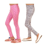 Kids Cave - Baby Pink Cotton Blend Girls Leggings ( Pack of 2 ) - None