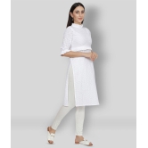 NUEVOSDAMAS - White Cotton Blend Womens Straight Kurti - L